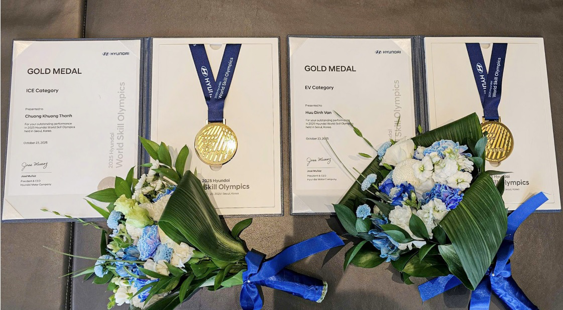HYUNDAI THÀNH CÔNG VIỆT NAM GIÀNH 02 HUY CHƯƠNG VÀNG TẠI HYUNDAI WORLD SKILL OLYMPICS 2025