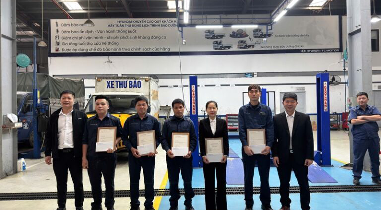 HYUNDAI BẮC VIỆT TRAO CHỨNG CHỈ TAY NGHỀ CL1 – CL2 – CL3 CHO KỸ THUẬT VIÊN