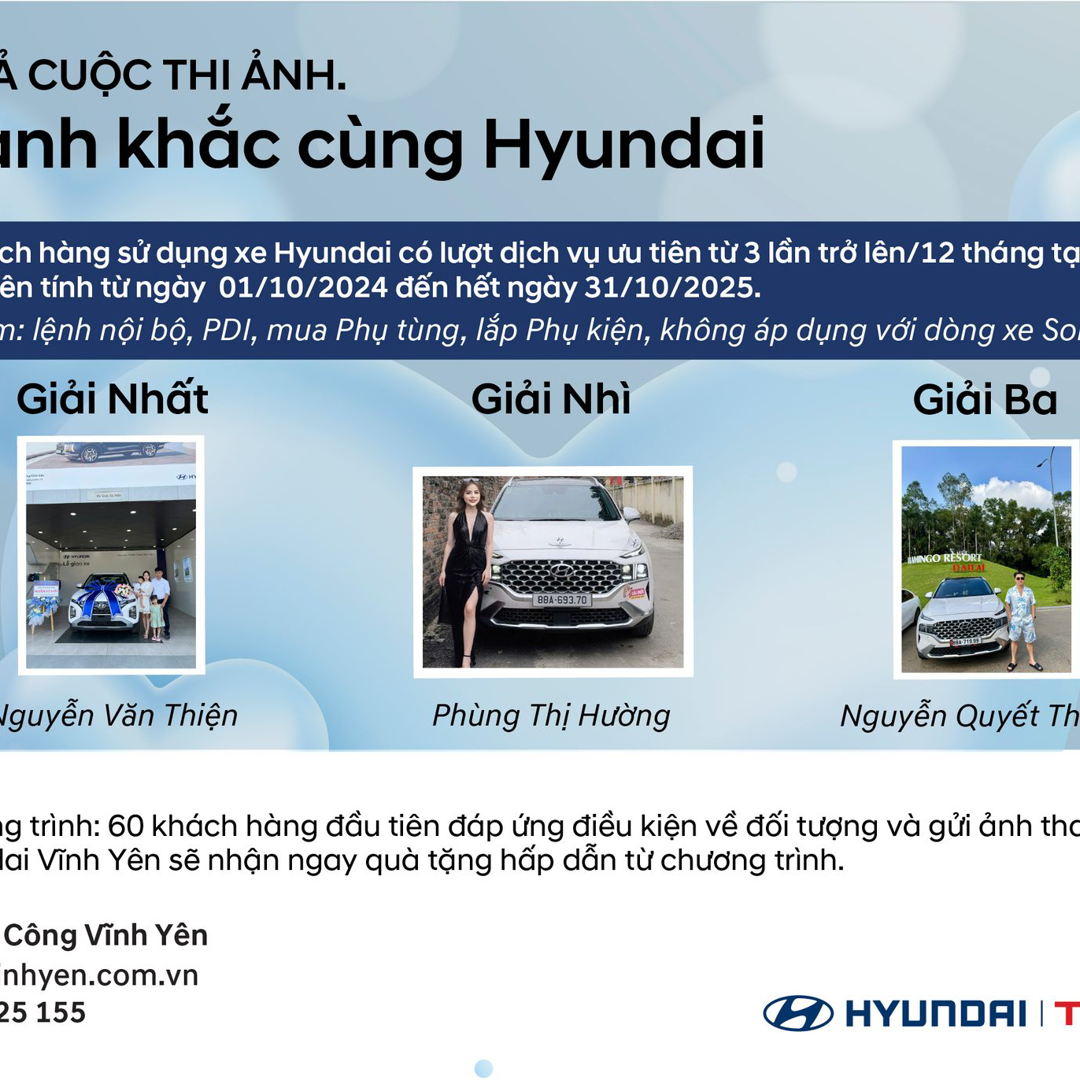 🎉 CÔNG BỐ KẾT QUẢ CUỘC THI ẢNH “KHOẢNH KHẮC CÙNG HYUNDAI” 🎉