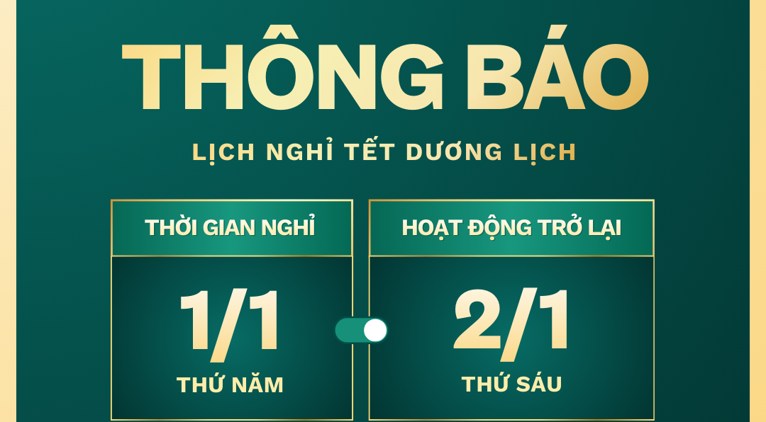 THÔNG BÁO NGHỈ LỄ TẾT DƯƠNG LỊCH 2026