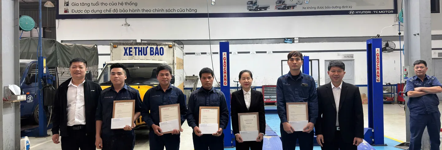 HYUNDAI BẮC VIỆT TRAO CHỨNG CHỈ TAY NGHỀ CL1 – CL2 – CL3 CHO KỸ THUẬT VIÊN