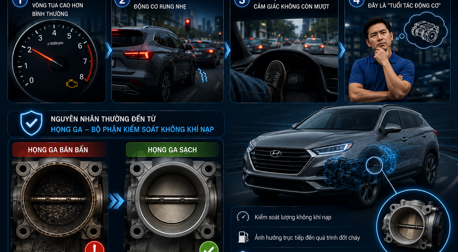 Vệ Sinh Họng Ga Hyundai Vĩnh Yên – Chi Tiết Nhỏ Quyết Định Độ Mượt Của Chân Ga Và Động Cơ