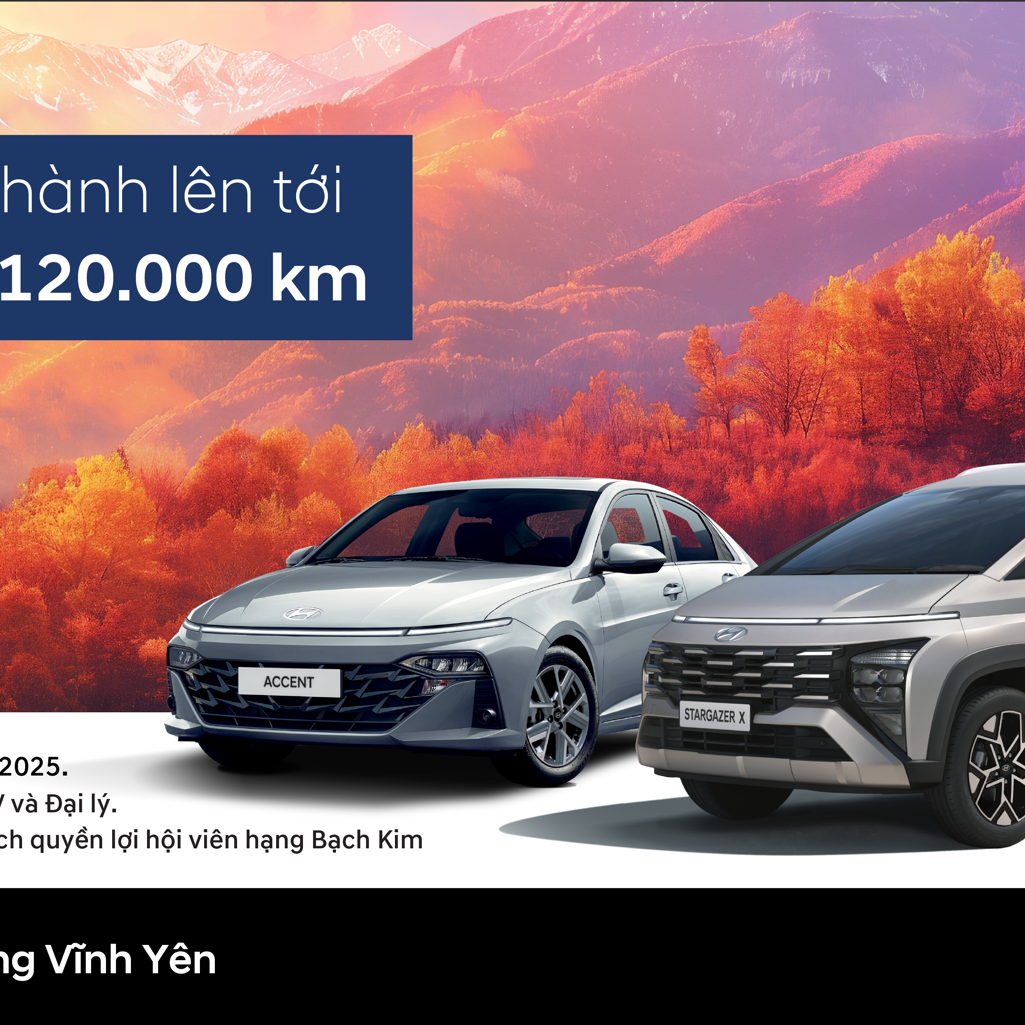 Ưu đãi xe Hyundai tại Vĩnh Yên tháng 10/2025 – Lên đến 200 triệu