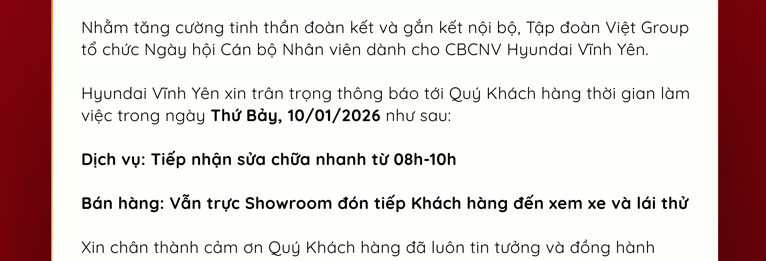 THÔNG BÁO THỜI GIAN LÀM VIỆC NGÀY 10/01/2026