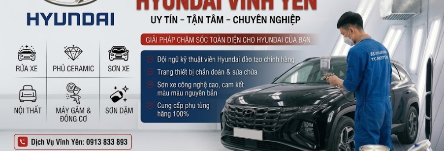 Xưởng Dịch Vụ Hyundai Vĩnh Yên cung cấp dịch vụ sửa chữa, bảo dưỡng và cung cấp phụ tùng chính hãng.