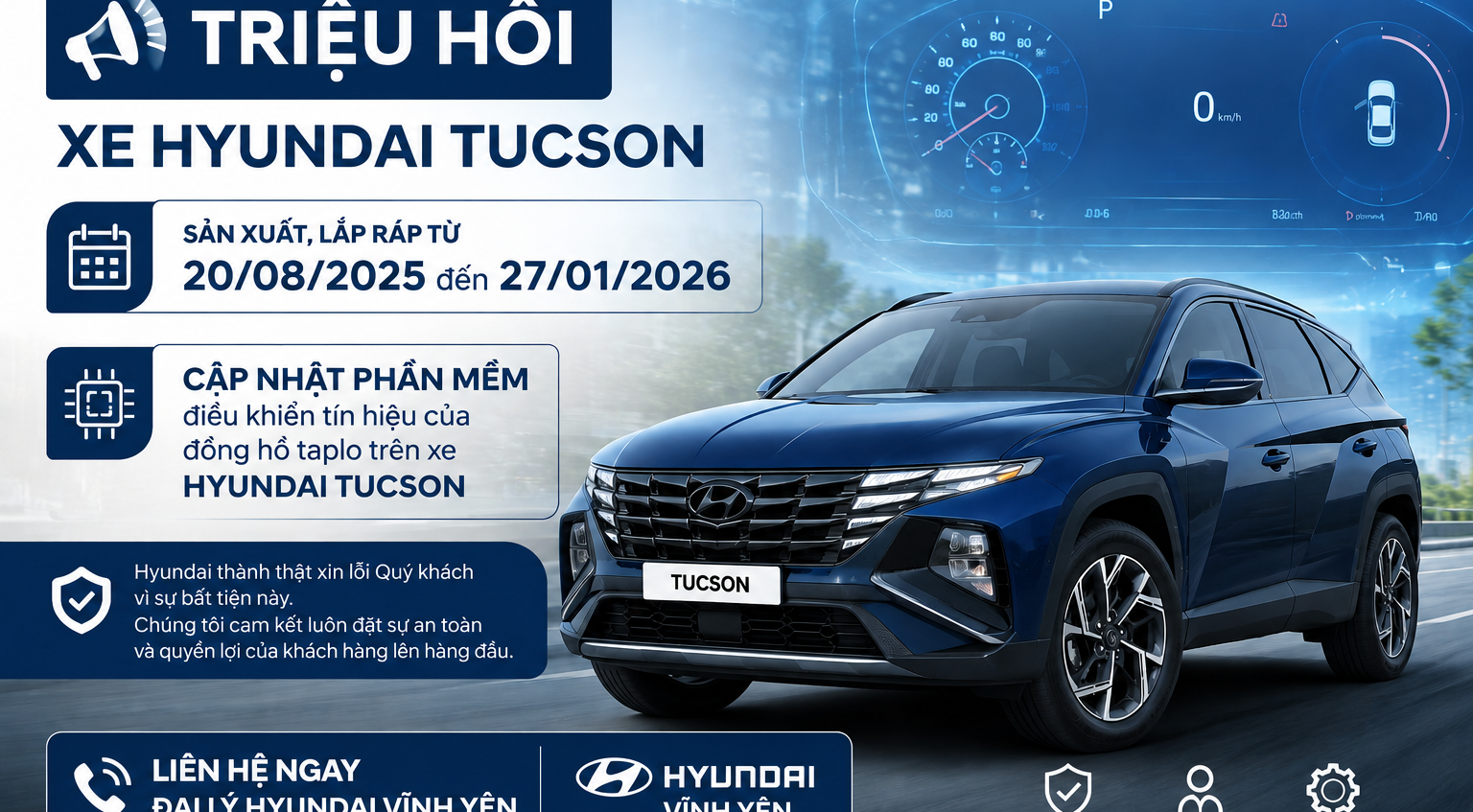 HYUNDAI THÀNH CÔNG TRIỂN KHAI CHƯƠNG TRÌNH TRIỆU HỒI HYUNDAI TUCSON ĐỂ CẬP NHẬT PHẦN MỀM CHO ĐỒNG HỒ TAPLO