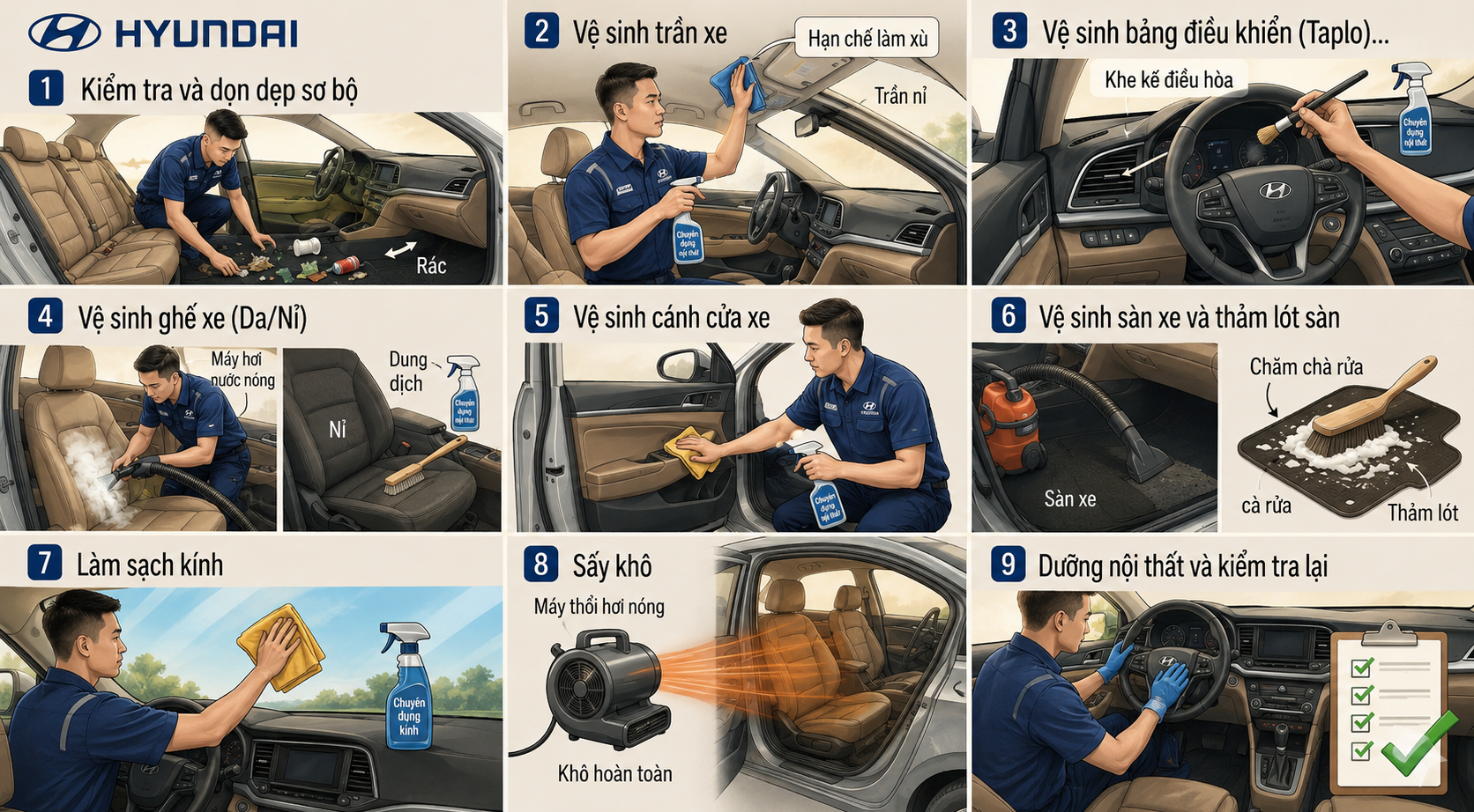 Vệ Sinh Nội Thất Hyundai Vĩnh Yên – Đừng Để Khoang Xe Trở Thành Nơi Giữ Mùi Và Vi Khuẩn