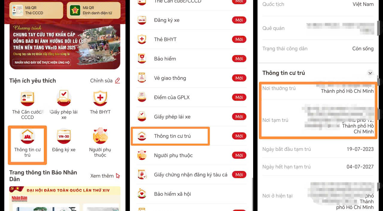 Cách kiểm tra đã có nơi thường trú, tạm trú trên VNeID hay chưa?