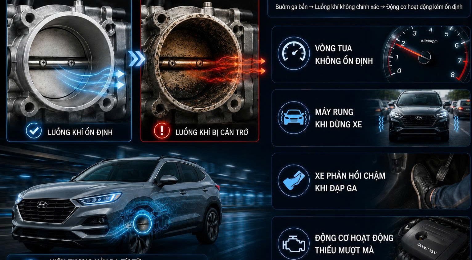 Vệ Sinh Họng Ga Hyundai Vĩnh Yên – Chi Tiết Nhỏ Quyết Định Độ Mượt Của Chân Ga Và Động Cơ