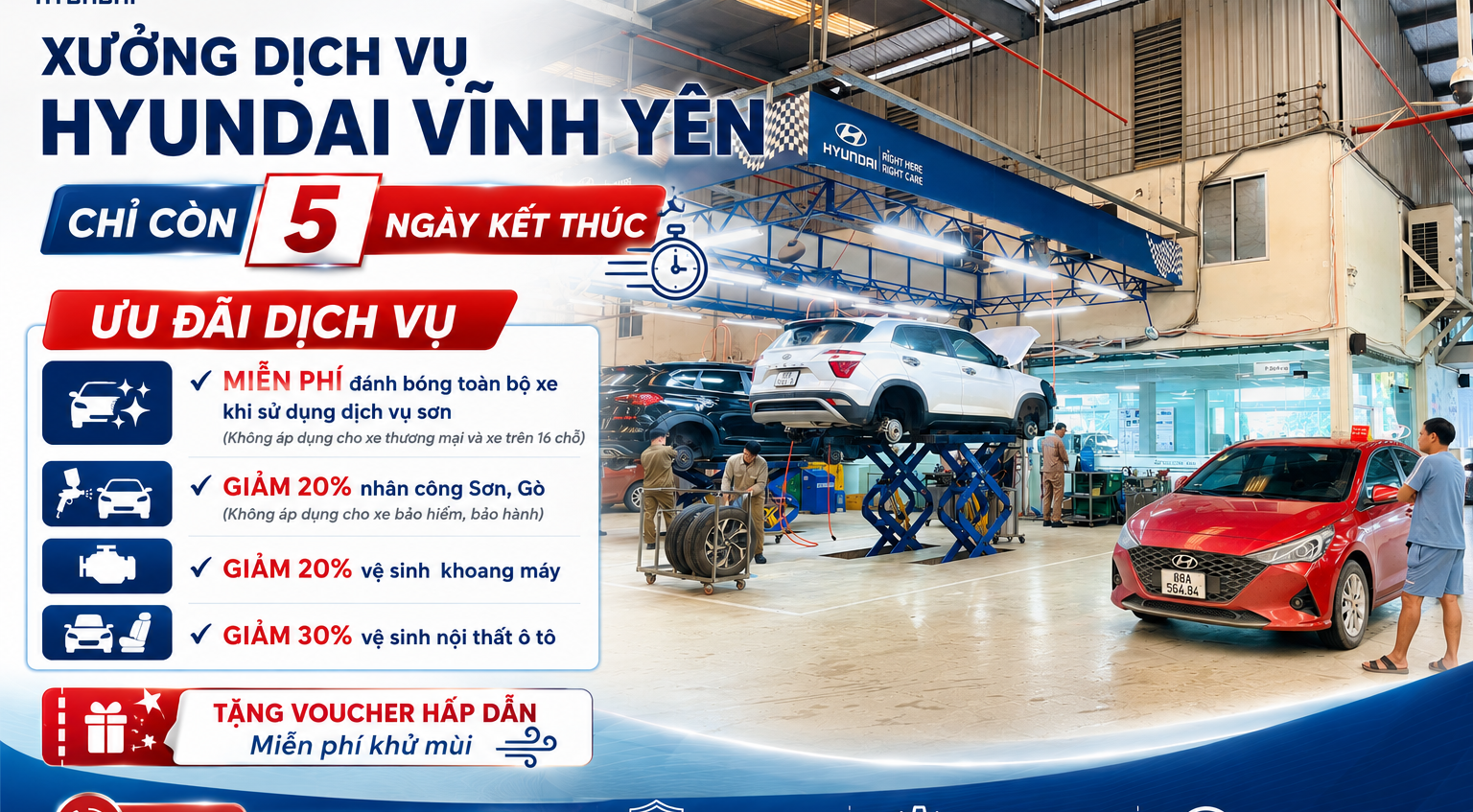 CHỈ CÒN 5 NGÀY CUỐI CÙNG – ƯU ĐÃI DỊCH VỤ THÁNG 5 TẠI HYUNDAI VĨNH YÊN